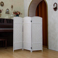 Compact 3 Panel Short Room Divider, 47.2 Inch Tall Double-Sided Rattan Folding by PawlaBay