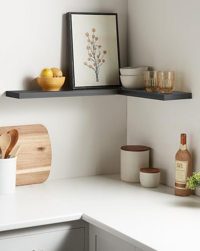 BAYKA Grey Floating Shelves 22.5in, Wall Mounted - Image 2
