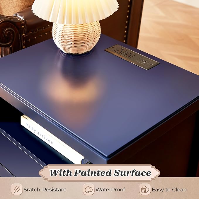 Huuger Blue Nightstand Set of 2, Night Stand - Image 8