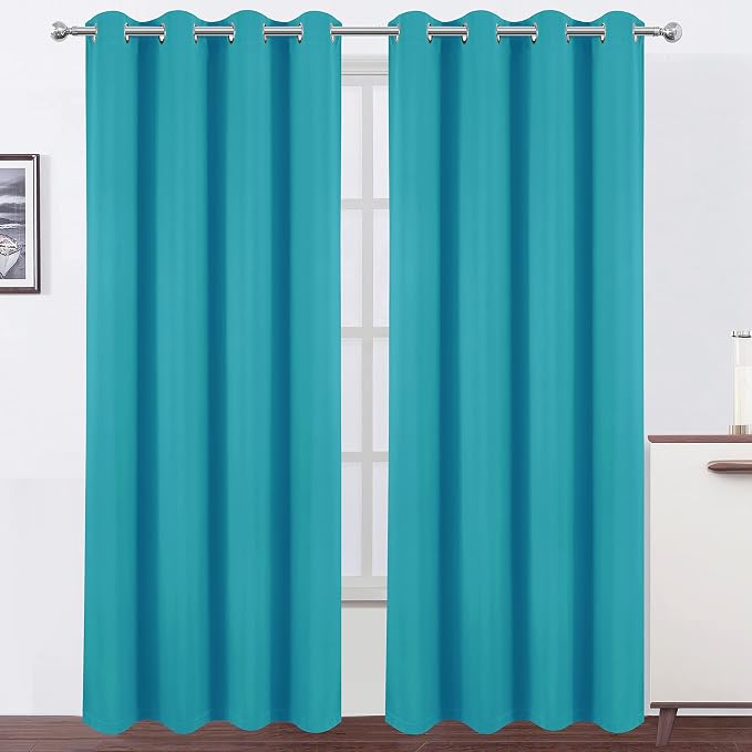 100% Blackout Curtains 52 x 84 Inch/Teal Curtains 2 Panels - Image 2