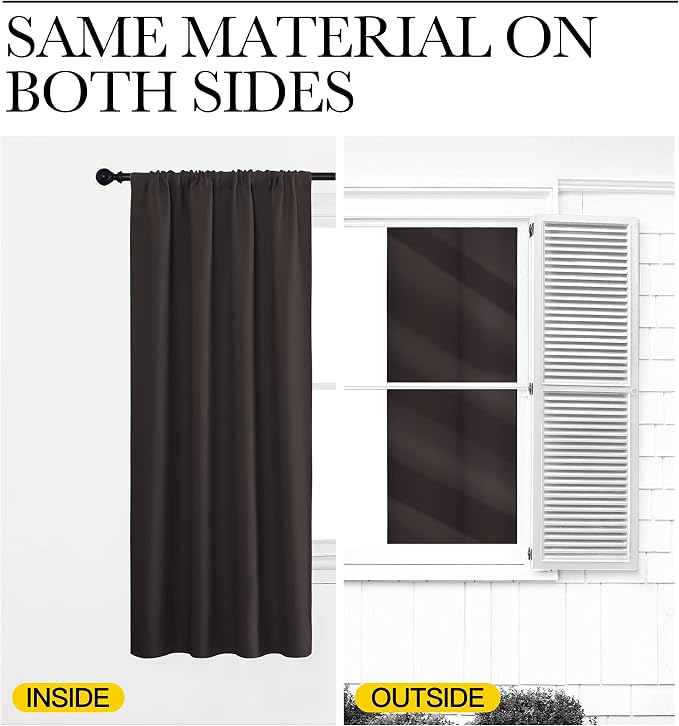 NICETOWN Kitchen Curtains, Short Blackout Curtains & Drapes, Toffee Brown - Image 5