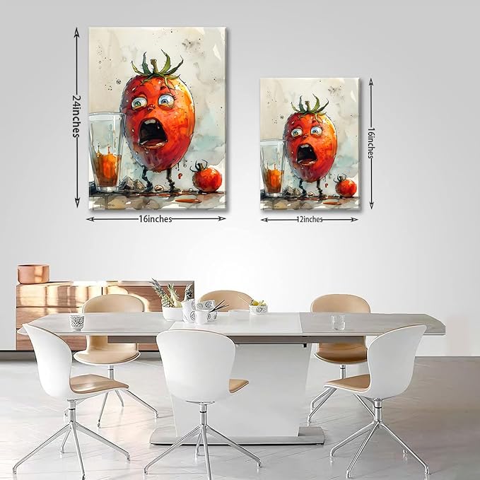 OIQArtOIQ Funny Kitchen Wall Art, Weird Kitchen Wall Decor, Vegetable Paintings - Image 5