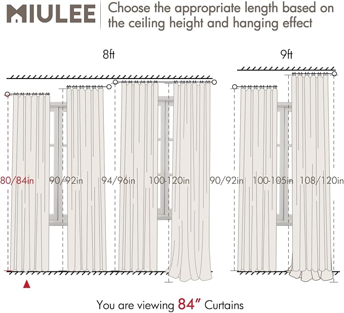 MIULEE 100% Blackout Back Tab Pleat Linen Curtains 50" Wx102 L, Copper Brown | - Image 7