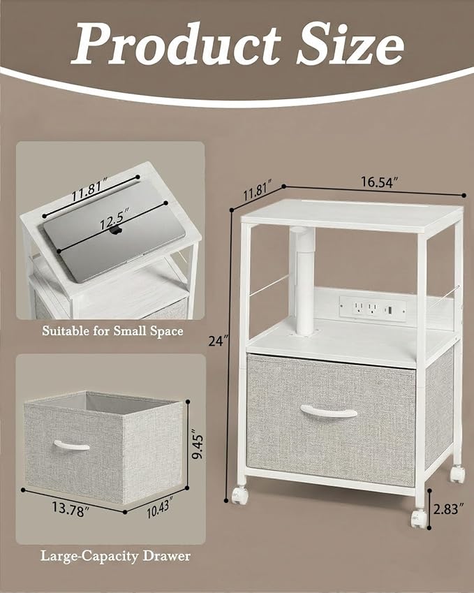 Faesun Swivel Lift Top Nightstand - Image 2