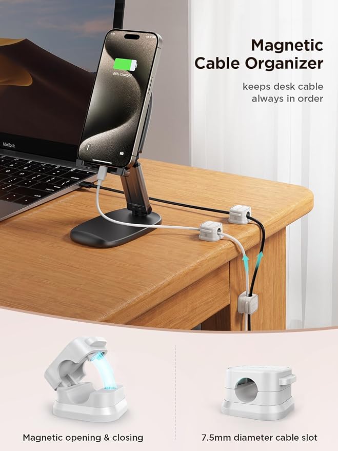 JOYROOM 6 Pack Magnetic Cable Clips, Cord Organizer Adhesive Wire Holder | Home - Image 2