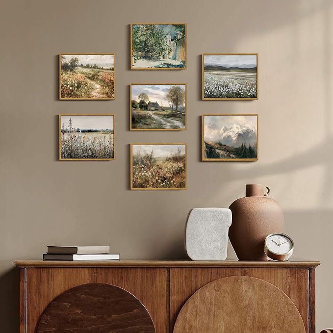 OIQArtOIQ Framed Vintage Wall Art Country Wildflower Canvas Art Paintings | - Image 5