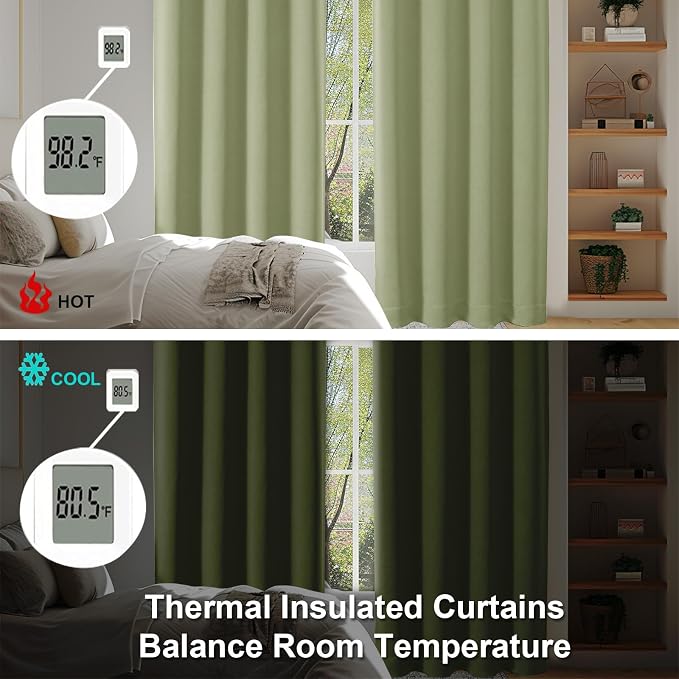 Simplebrand Ava Sage Green Short 30 Inches Blackout Curtain 2 Panels Set - Image 7