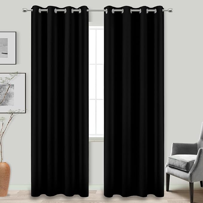 KOUFALL Blackout Curtains for Sliding Glass Doors, 86 Inches Long Thermal by KOUFALL