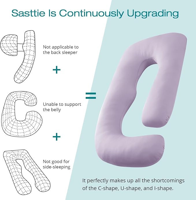 Cooling Pregnancy Pillows for Sleeping, Lavender | Sasttie Maternity Pillow - Image 5