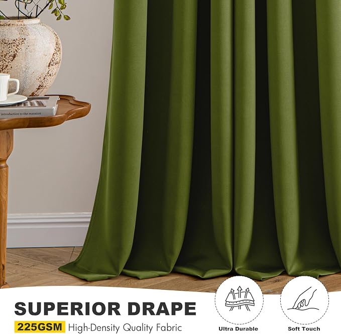 MIULEE Blackout Curtains for Bedroom 2 Panel 40"x54" Long Light Olive Green | - Image 5