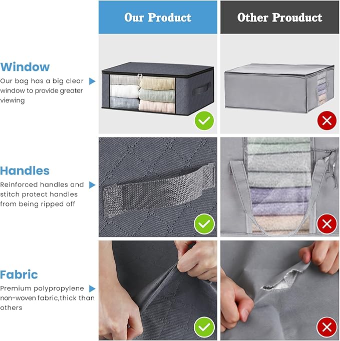 HomeHacks 8-Pack Clothes Organizer Storage Bags, 35L Storage Bins, Reinforced - Image 4