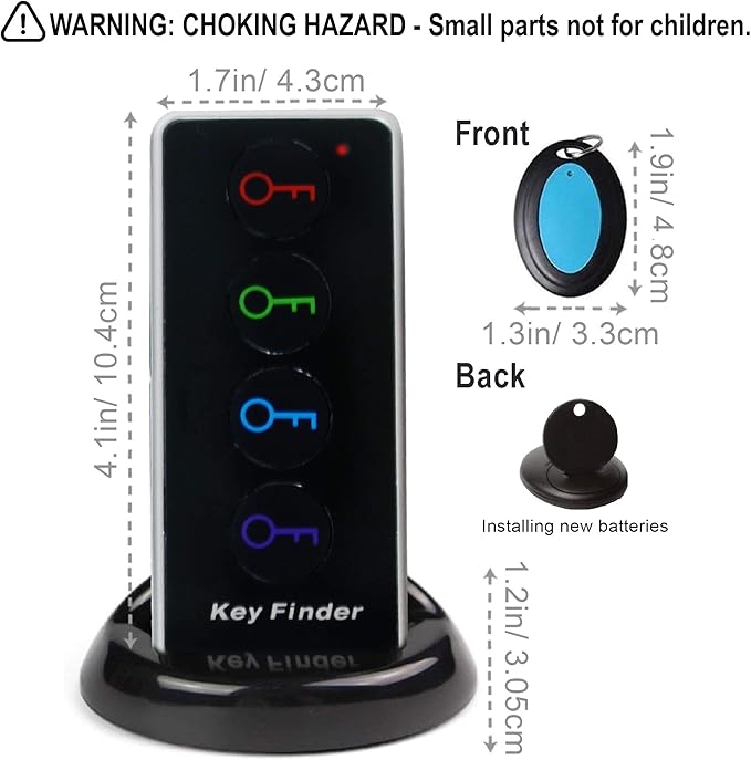 Key Finder with 100dB Loud Sound & 4 Receivers - Remote Finder Locator for Keys, Wallet, TV Remote, Pets, 131ft Range, No Phone or App Needed, Waterproof Anti-Loss Tracking Device