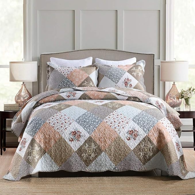 3-Piece King Quilt Set Quilted Bedspread Lightweight Reversible Coverlet Set by Travan