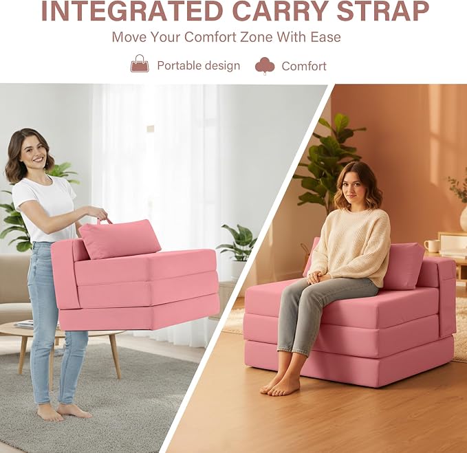 Folding Sofa Bed Chair, 4-Fold Convertible Sleeper Chair - Image 4