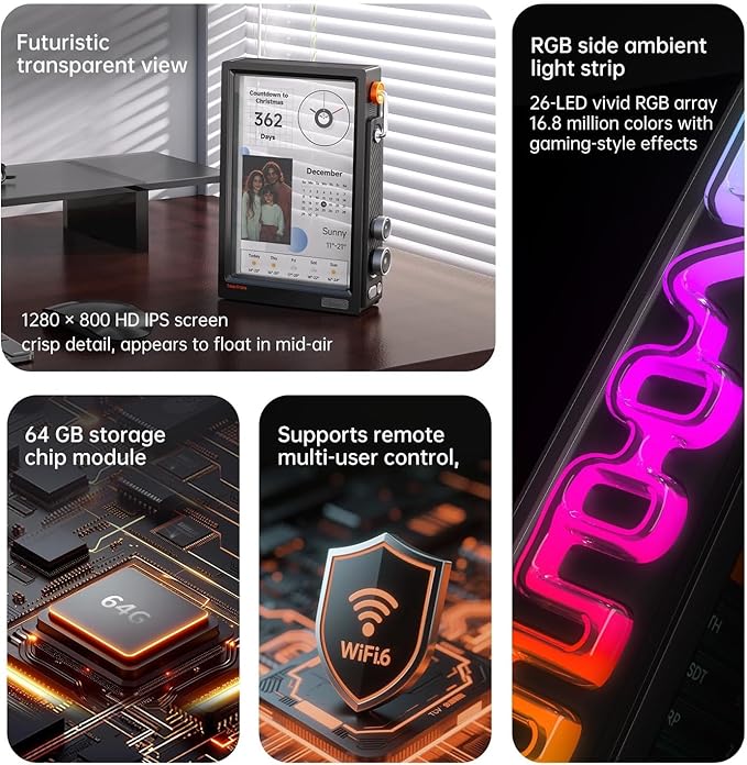 Divoom TimesFrame – 10.1" WiFi 6 Digital Picture Frame & Smart Desk Display, No Subscription | 64GB | Send Photos, Videos & AI Styles + Live Widgets (Weather, Calendar, etc)–Perfect Personalized Gift