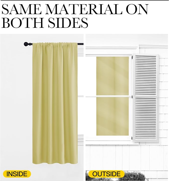 NICETOWN Paler Yellow Blackout Curtains 63 inches Long - Image 6