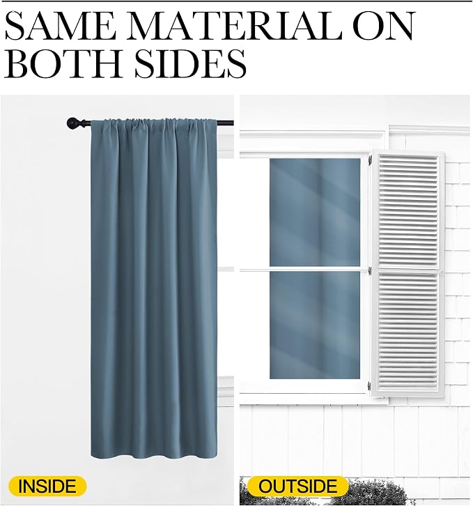 NICETOWN Blackout Curtains for Living Curtains, Smoky Blue, 2 Panels, 52 by 95 - Image 5