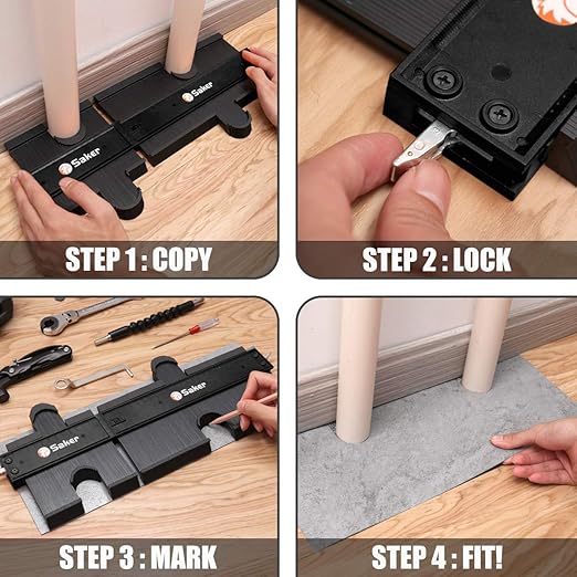 Saker Connection Profile Gauge-Adjustable Lock-Must Have Tool for DIY Handyman, Construction (5+10 INCH, BLACK+BLACK)