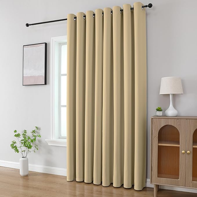 CUCRAF Beige Blackout Curtains 54 inch Length 2 Panels Set, Room Darkening - Image 8