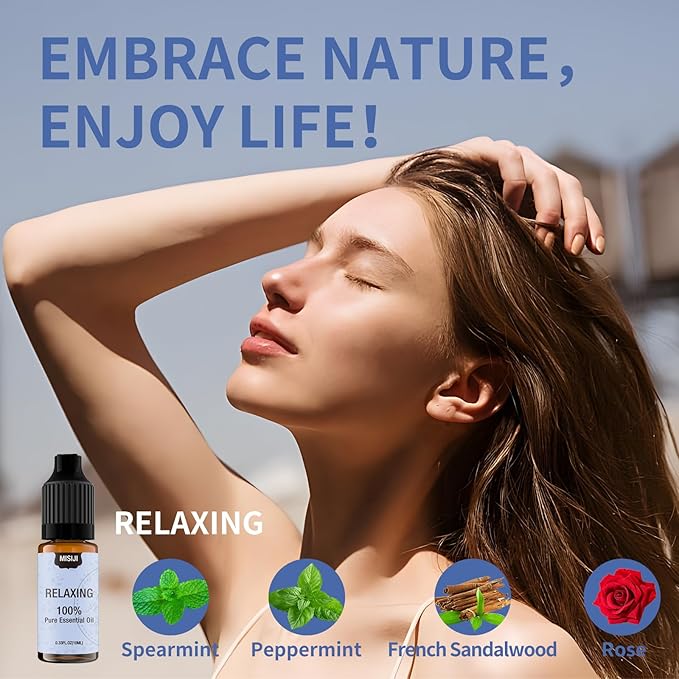 Essential Oil Blends, Essential Oils Set for Diffusers for Home, Well-Being Kit- Spearmint Tea, Calming, Dreams, Relaxing, Mood, Fresh Air Aromatherapy Oils for Humidifiers, Skin, 6x10ml