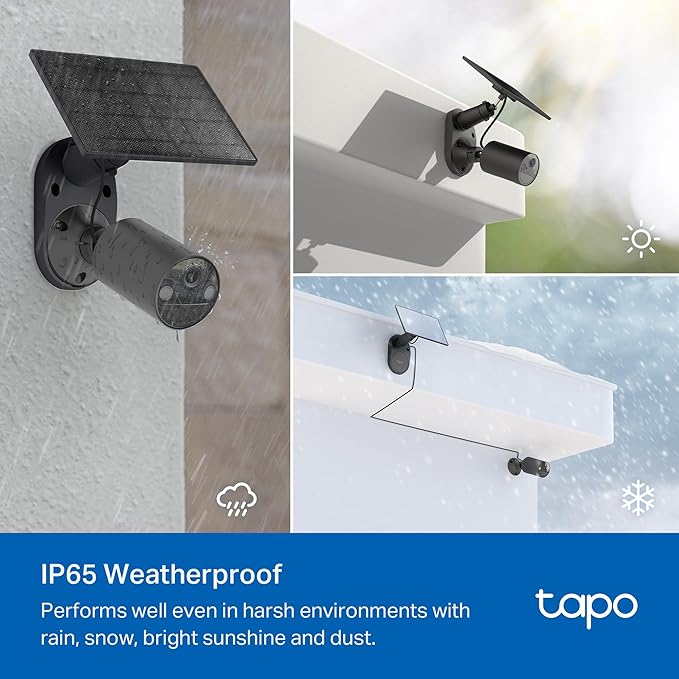 Tapo SolarCam 1080p Outdoor Wireless Security Camera - Battery Power with Solar, Person Detection, Subscription-Free Local Storage or Optional Cloud, Works with Alexa & Google Assistant, C403 KIT