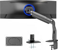 VIVO Aluminum Ultrawide Monitor Stand, Classic + USB, Fits up to 49 inch Screens, Single Articulating Pneumatic Arm, USB Ports, C-Clamp and Grommet Desk Mount, Max VESA 200x100, Black, STAND-V100HU