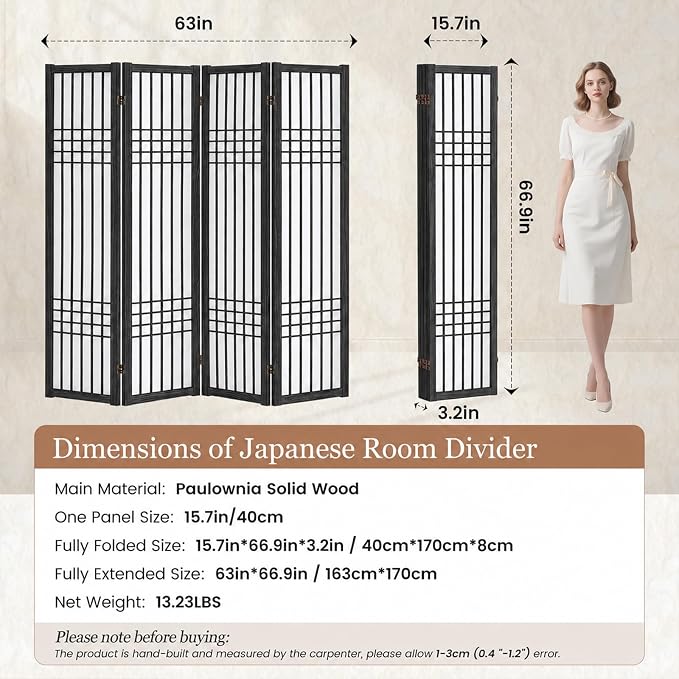 Shoji Room Divider, Lightweight Folding Privacy Screen, Dressing Areas - Image 7