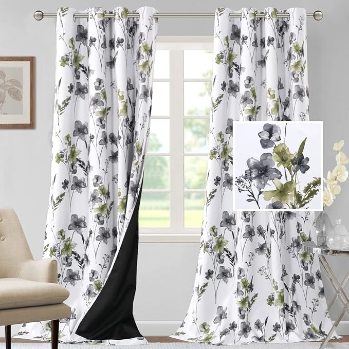 H.VERSAILTEX 100% Blackout Curtains 108 inch Length 2 Panels Set Cattleya by HVERSAILTEX