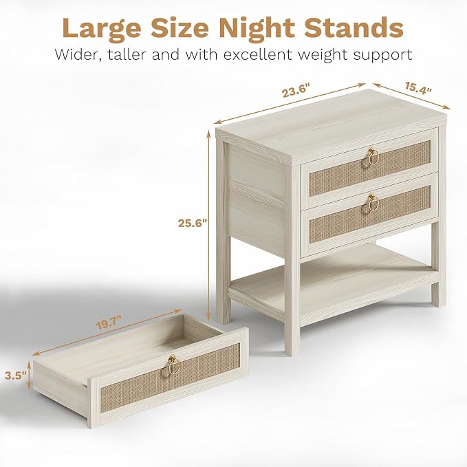 Eclatara Large Rattan Night Stand Set of 2 - Image 2