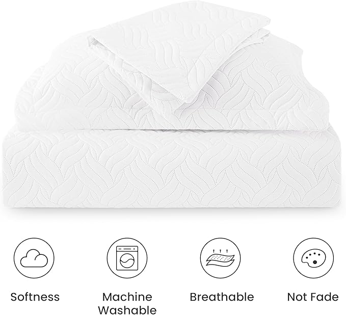 Love's cabin Twin Quilt Set White Bedspreads - Image 7