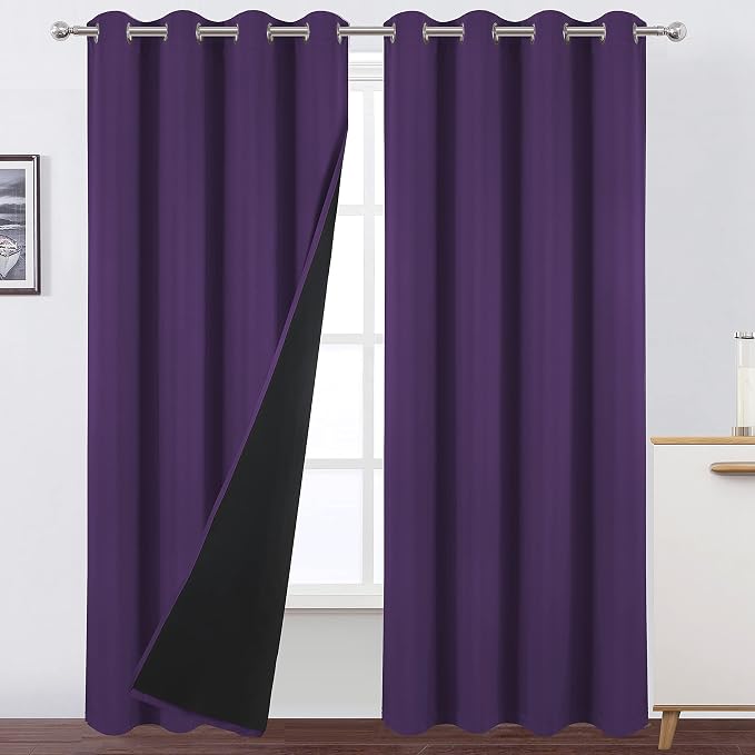 100% Blackout Purple Curtains by Lemomo
