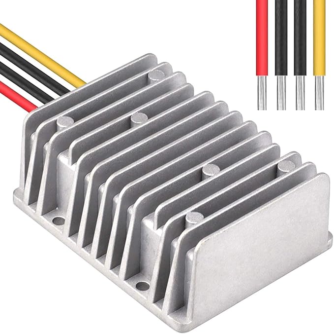 Cllena DC 8V-40V to 12V 20A Automatic Buck Boost Converter Step Down/Up Regulator Voltage Reducer Converter Waterproof Regulated DC Power Supply for Golf Cart Club Car LED Light