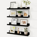 Fun Memories Picture Ledge Shelf, Solid Pine Wood Floating Shelves Set of 4 by FunMemories