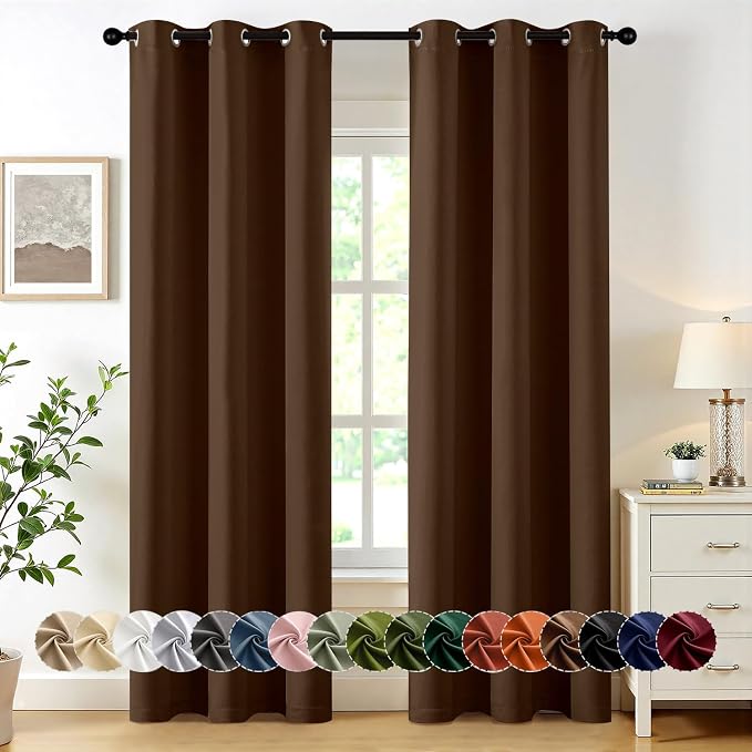 MIULEE Blackout Curtains for Bedroom 2 Panels 40 x 84 Inch Long Brown | Thermal by MIULEE