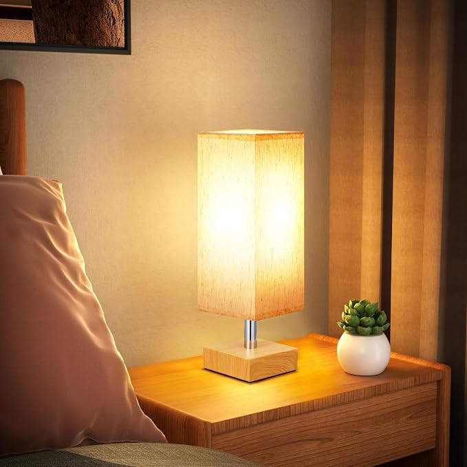 Wood-Grain Small Bedside Lamp for Bedroom - Image 6