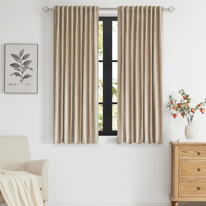 PRIMROSE Champagne Velvet Curtains 63 inch Long by PRIMROSE