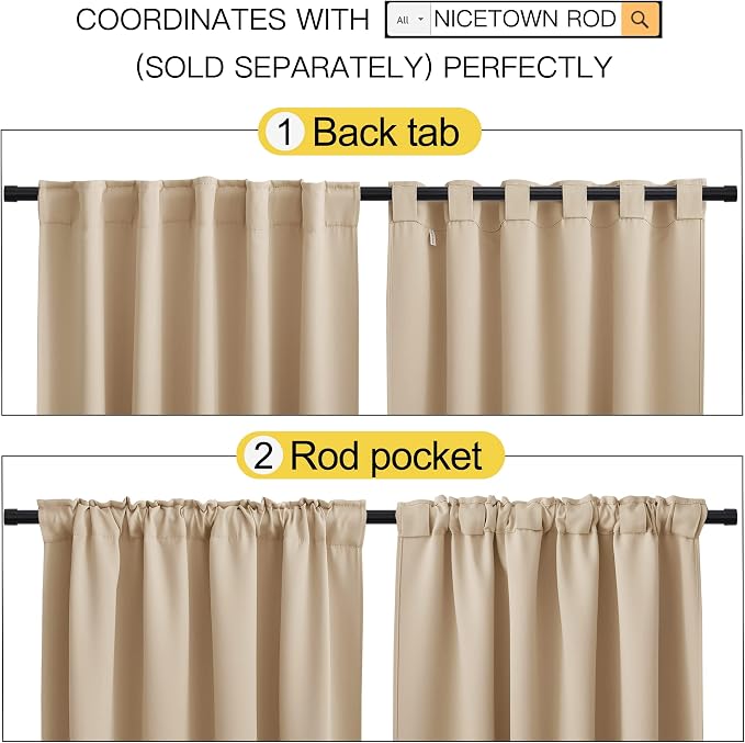 NICETOWN Window Treatment Curtains Room Darkening Drapes - Image 3