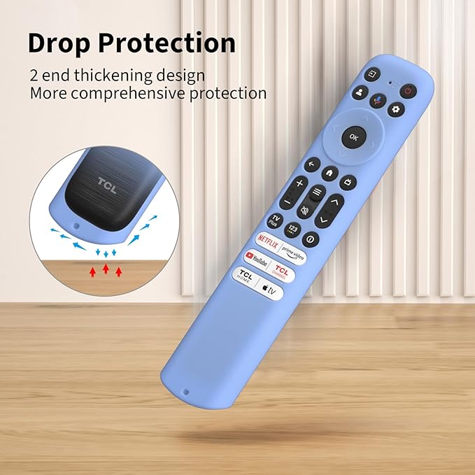 Hi Color Silicone Cover for TCL RC813 FMB1/RC923/RC902V Remote Protective Case Sleeve for TCL Smart TV Remote RC813 FMB1 Case Cover(Glow Blue)