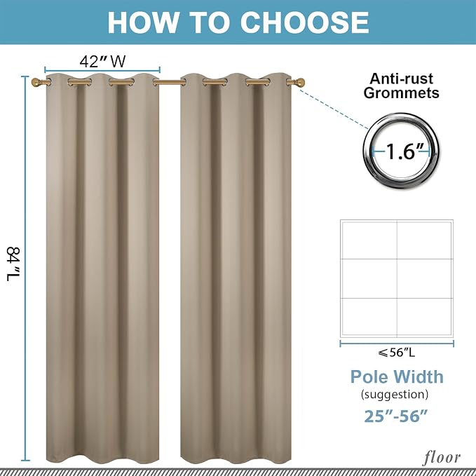 Diraysid Khaki Grommet Blackout Curtains - Image 6