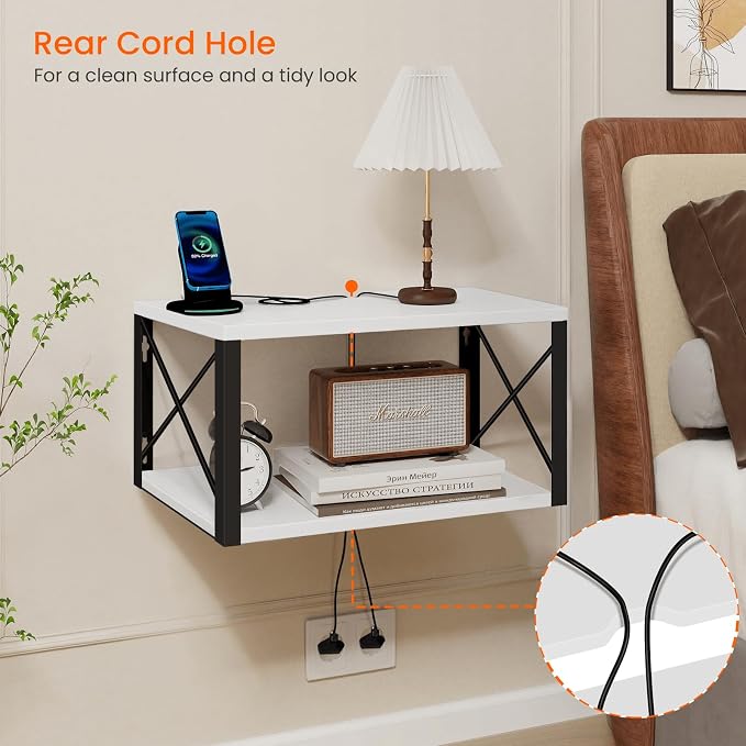 Floating Night Stand, Modern Bedside Shelf Wall Mount, Floating Side Table - Image 3