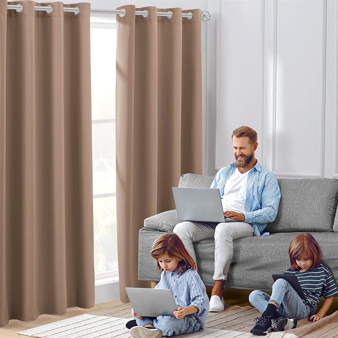 HOMEIDEAS Blackout Curtains for Bedroom 52 X 96 Inch Long 2 Panels Set - Image 2