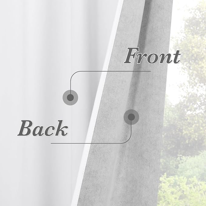 RYB HOME 100% Blackout White Velvet Curtains - Image 5