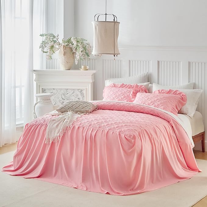 Ruffle Skirt Bedspread Set Flower Style - Image 2