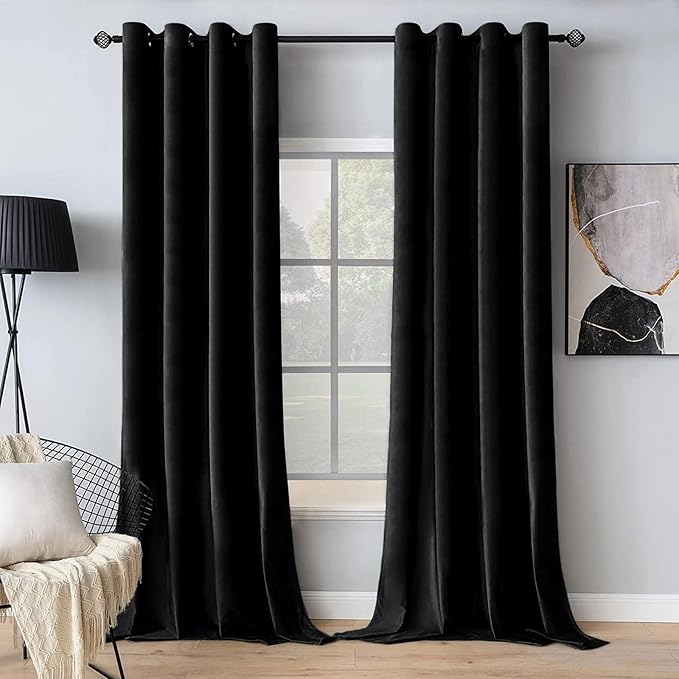 MIULEE Velvet Curtains Halloween Black 52 x 108 Inch Length Set of 2 | Extra by MIULEE
