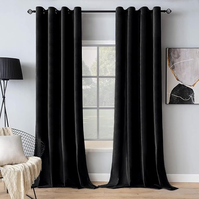 MIULEE Velvet Curtains Halloween Black 52 x 96 Inch Length Set of 2 | Grommet by MIULEE