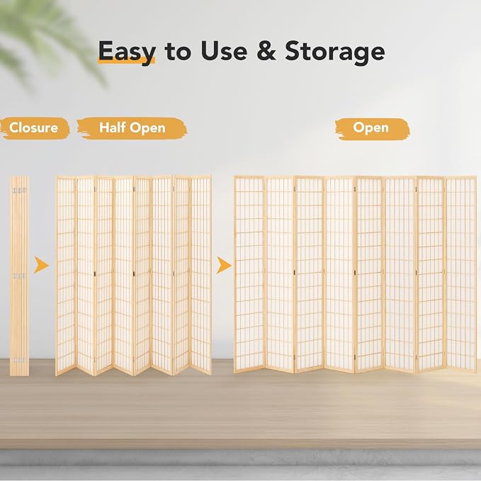Room Divider Scree 8 Panel, 6Ft Folding Privacy Screen - Image 7