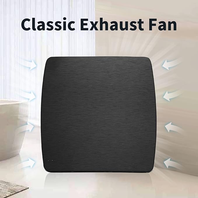Zeyzer Black Bathroom Fan 110 CFM 1.0 Sone 5.9" Duct Square Ceiling or Wall Mount Ventilation Exhaust Fan for Bathroom/Corridor/Office/Laundry Room/SHop