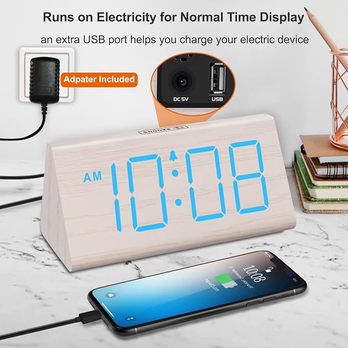 DreamSky Wooden Digital Alarm Clock - Image 3