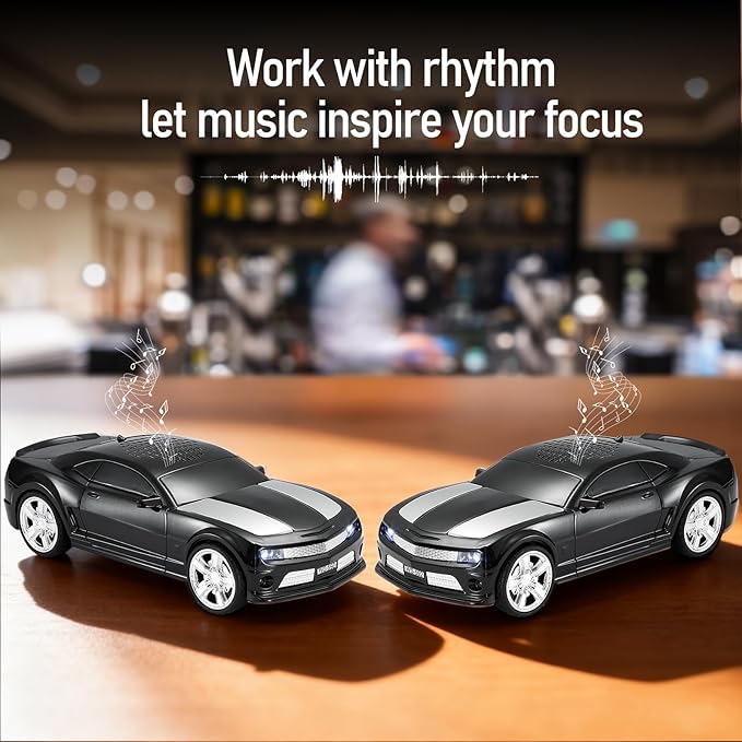 WSTER WS-592 Supercar Design Bluetooth Replica Speaker – Portable Car Model Wireless Speaker with TWS Stereo, FM Radio, LED Party Lights, USB/TF Playback, Hands-Free Calling, Microphone(Black)