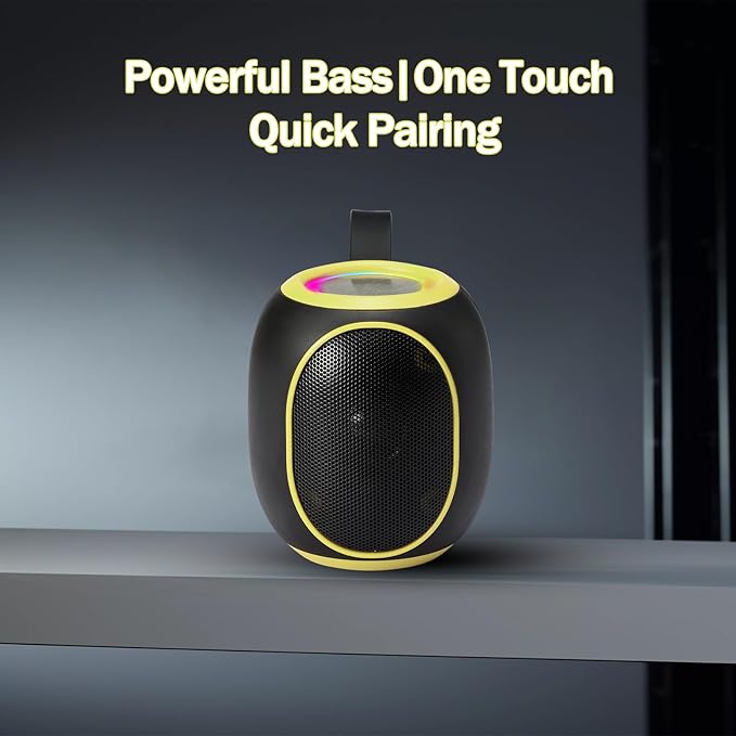 Portable Bluetooth Speaker – 8W HD audio quality, TWS stereo pairing, LED light show, compact and portable, suitable for outdoor use, can be used in cars, travel and parties, a cool teen gift(Yellow)